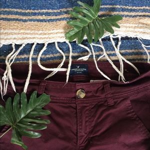 Maroon kick boot American eagle jeans
